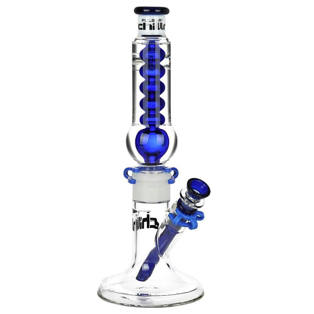 Pulsar Chillr Glycerin Straight Tube Glass Water Pipe - 13" / 14mm F / Blue - 