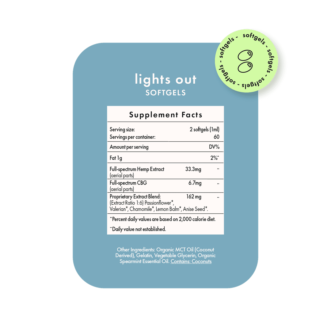 Lights Out (ZZZ) • 990mg CBD • 210mg CBN 120 Softgel Tablets - Xula Herbs | Treehouse Cannabis