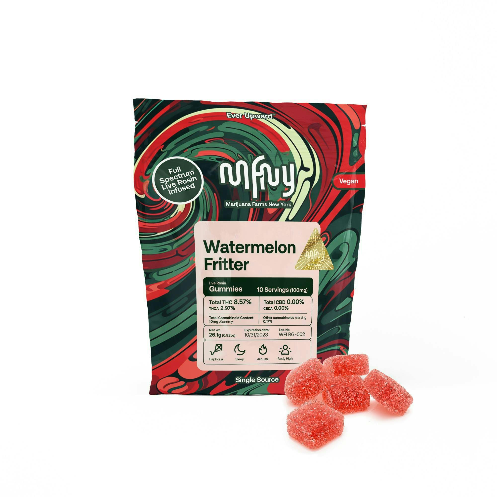 Watermelon Fritter Live Rosin Gummies • 10 Pack - MFNY | Treehouse Cannabis - Weed delivery for New York