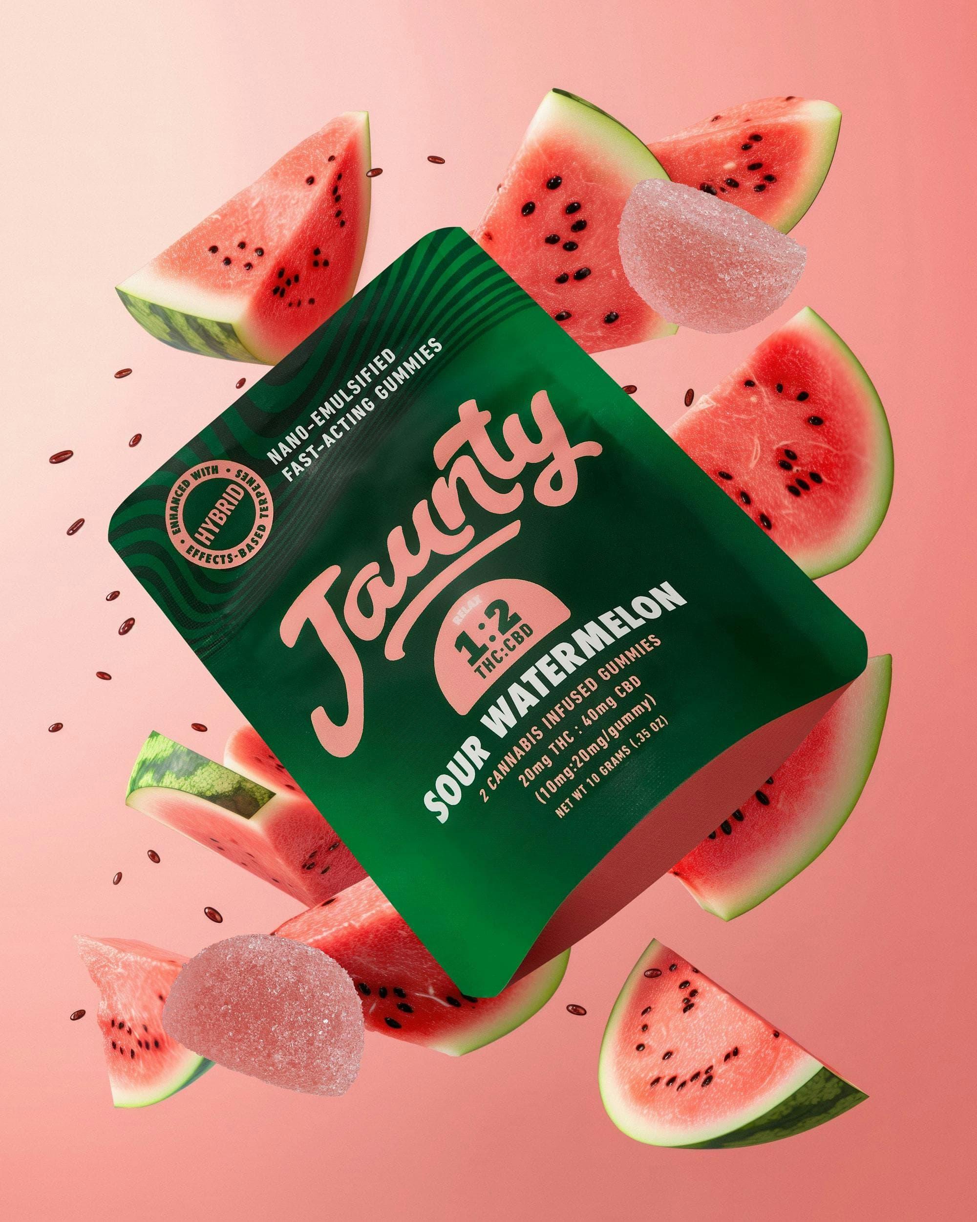 product image for Sour Watermelon 1:2 THC/CBD Gummies 2 Pack 20mg