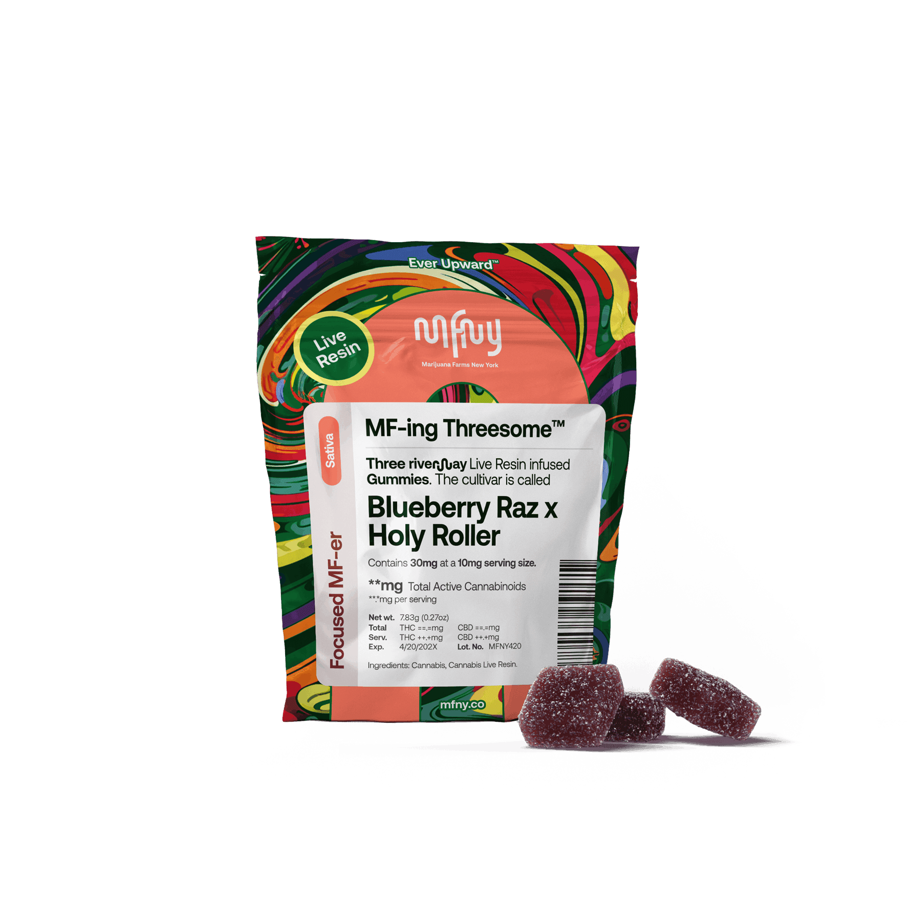product image for Blueberry Raz X Holy Roller Live Resin Gummies 3 Pack 30mg