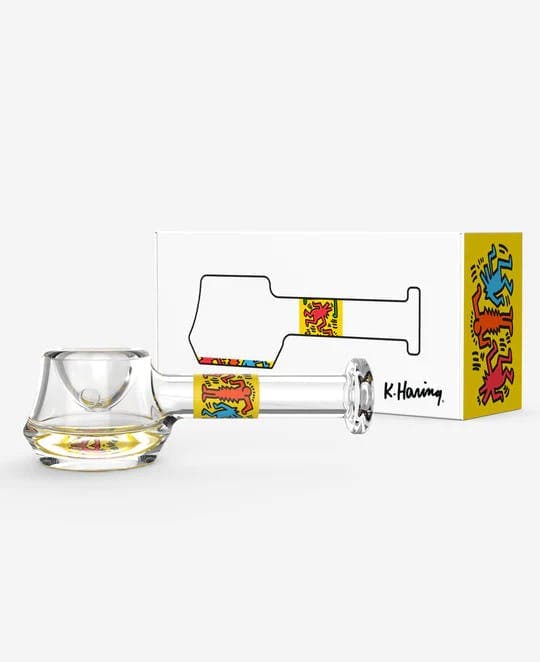 Keith Haring Glass Spoon Pipe - White - Keith Harring Foundation