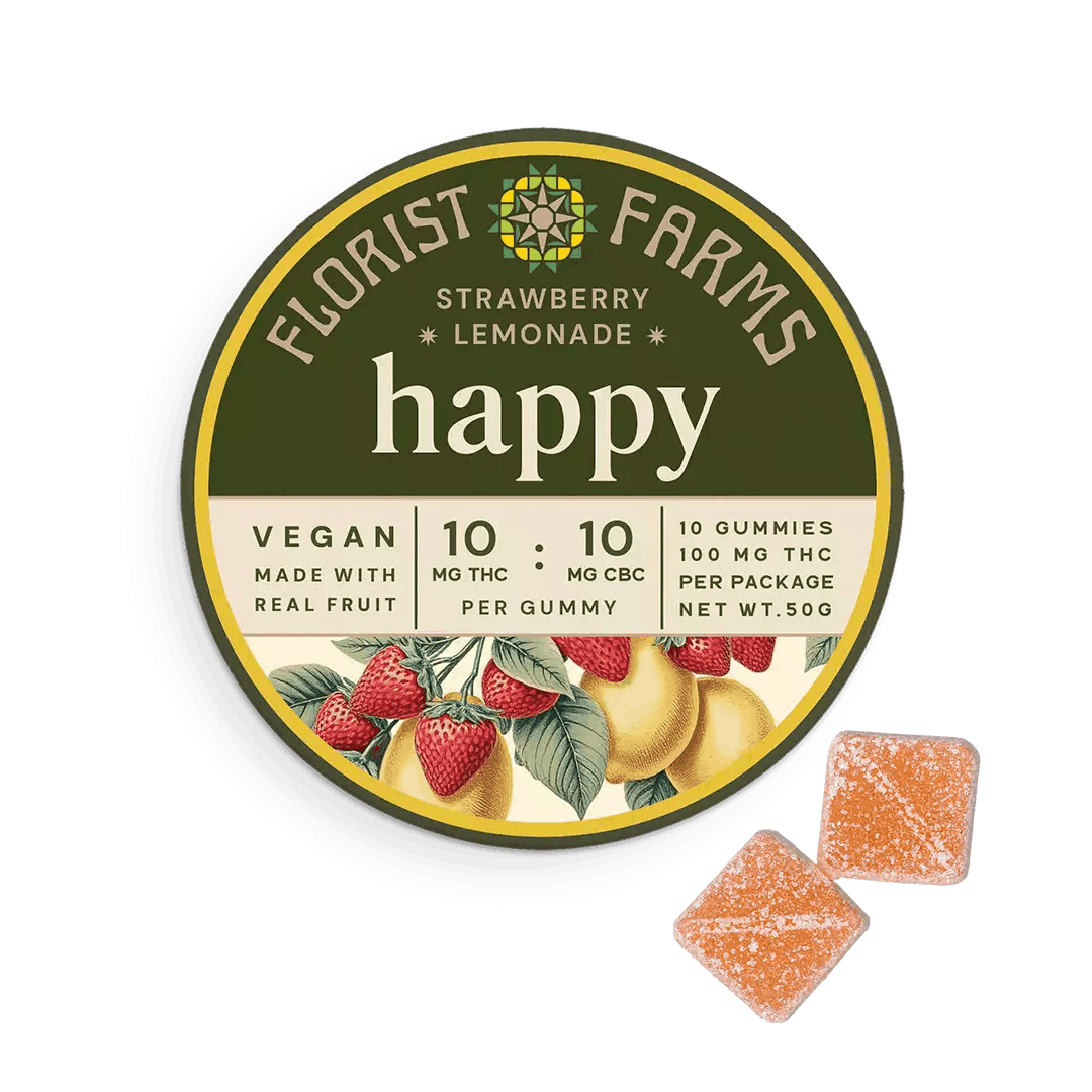 product image for Strawberry Lemonade "Happy" 10mg THC 10mg CBC 10 pack Gummies 100mg