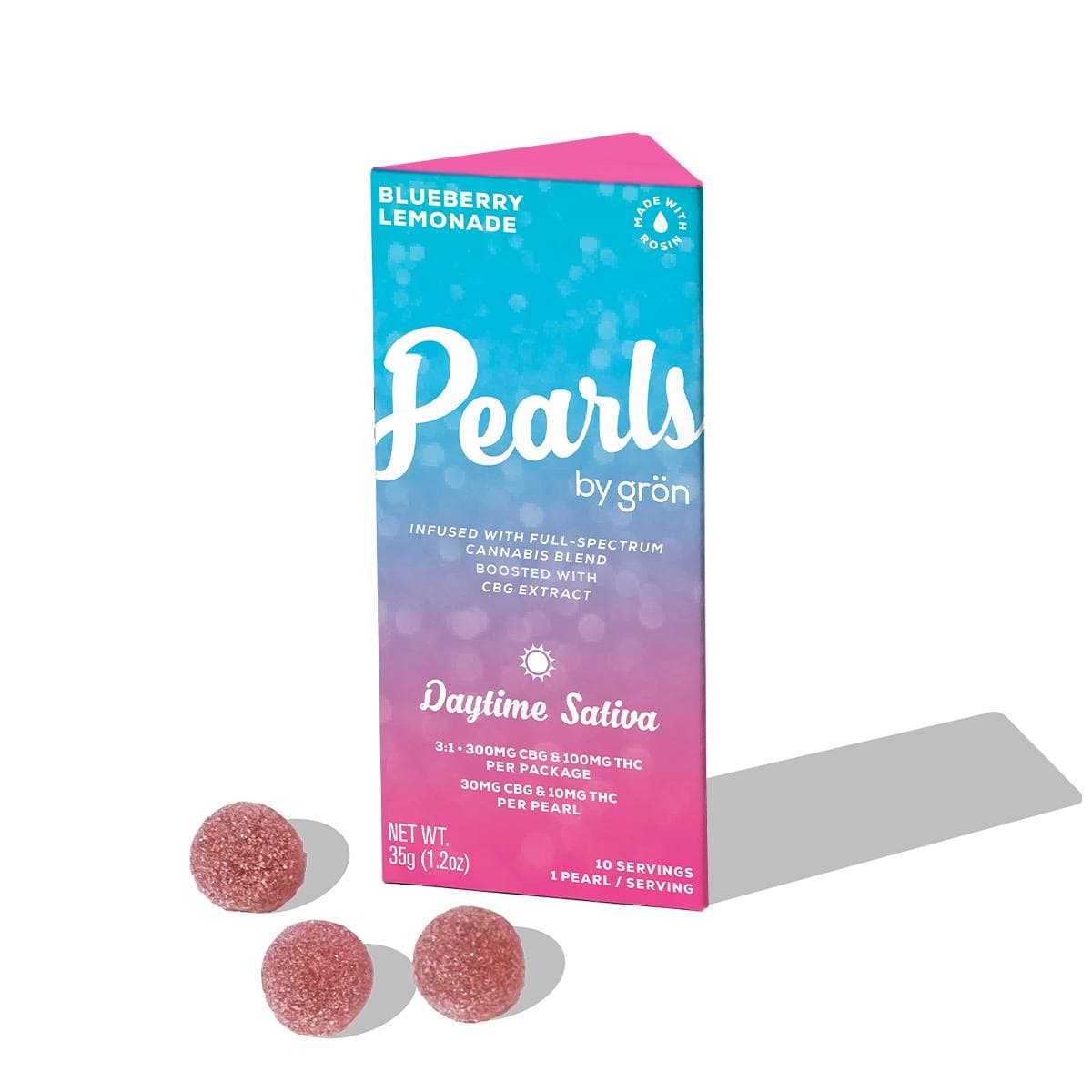 product image for Blueberry Lemonade Pearls 3:1 10 Pack Gummies THC: 100mg, CBD: 300mg