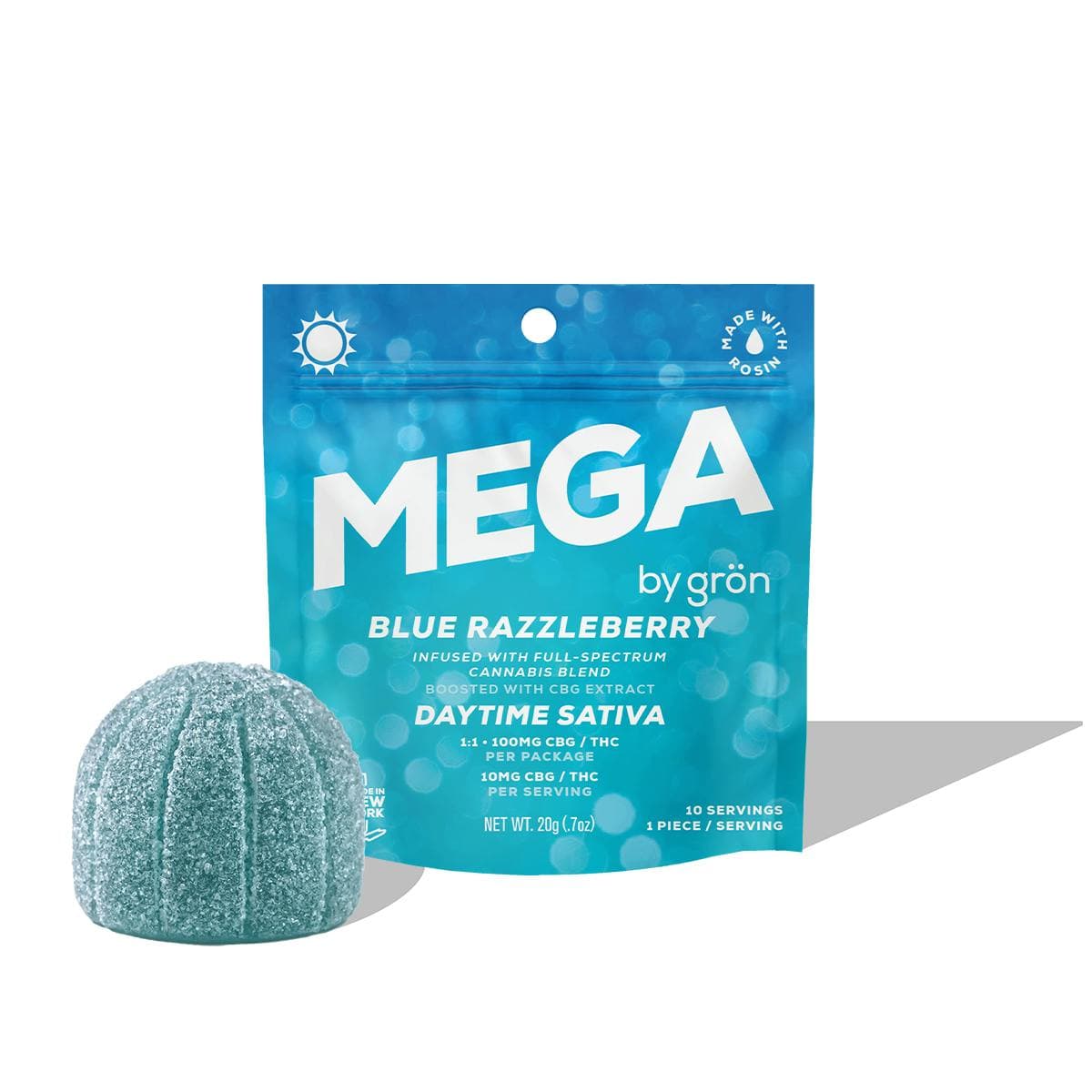 product image for Blue Razzleberry Mega Pearl 1:1 Single Gummy THC: 100mg
