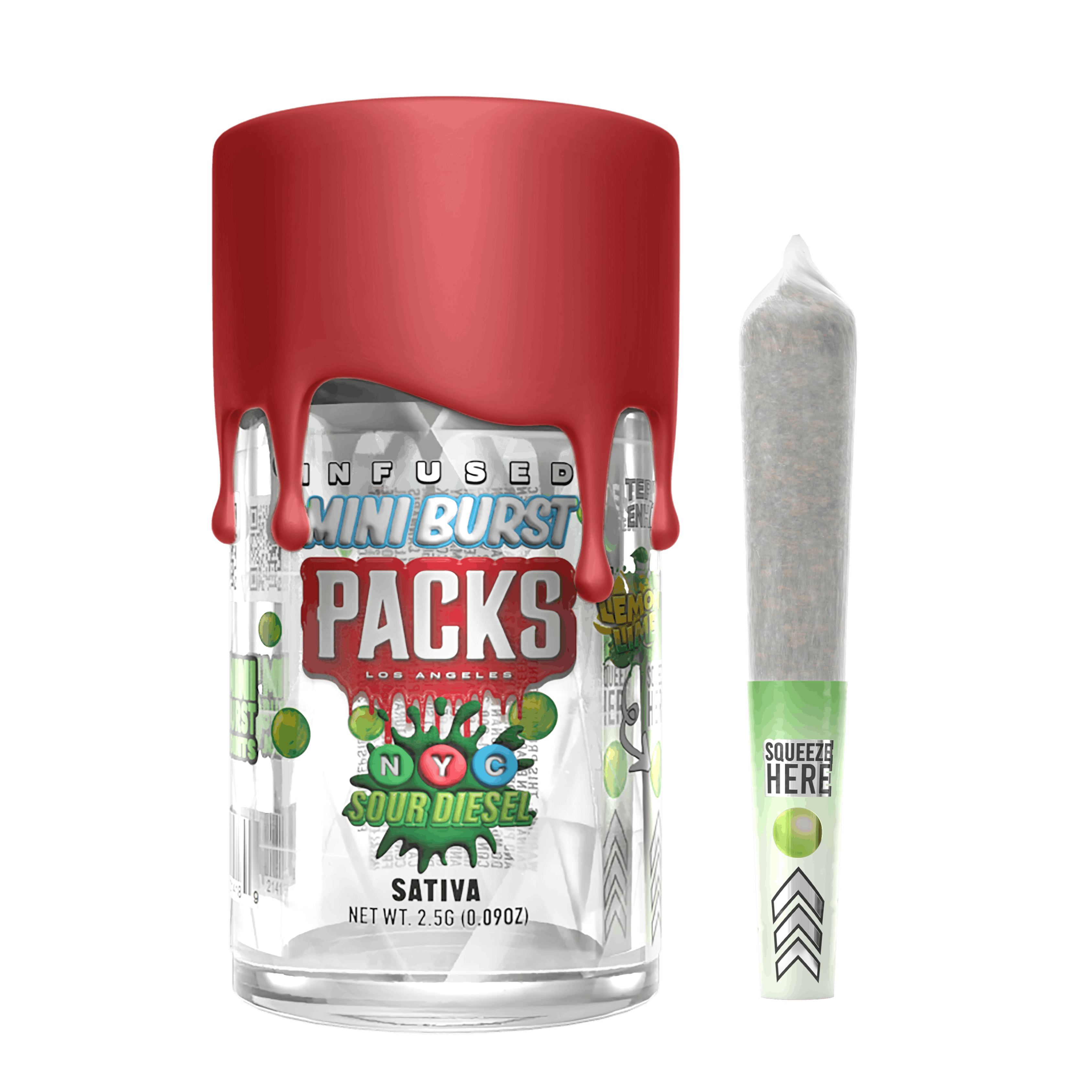 product image for NYC Sour Diesel Mini Burst 5 pack Pre-Rolls 2.5g