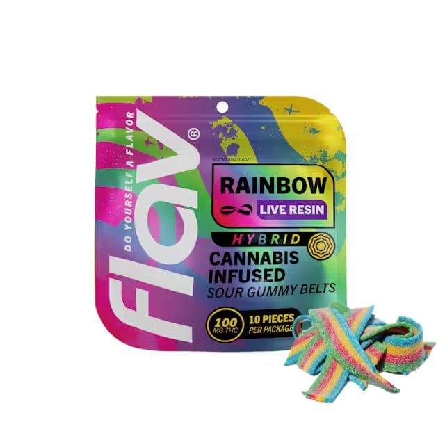 Rainbow Sour Belts • Flav • 10 pack • 100mg -  | Treehouse Cannabis