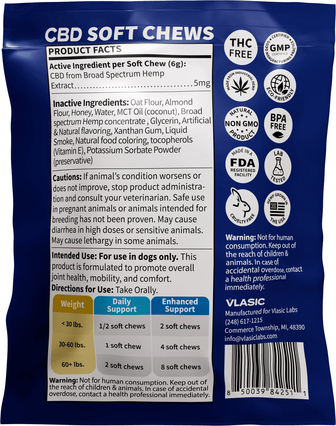 4 pack Beef Flavored CBD Chew For Dogs  • 20mg - Vlasic Labs | Treehouse Cannabis