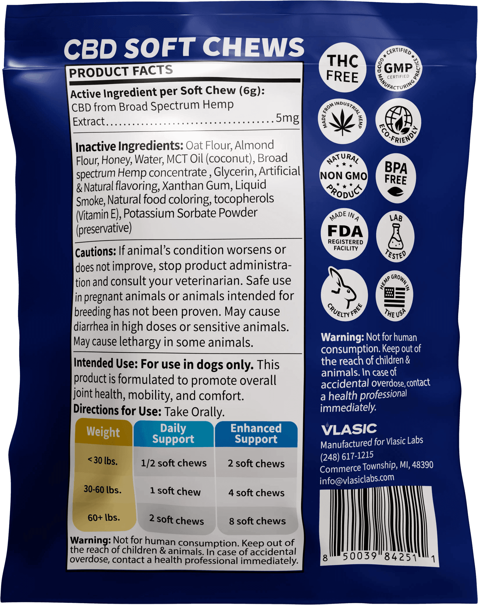 4 pack Beef Flavored CBD Chew For Dogs 20mg - Vlasic Labs