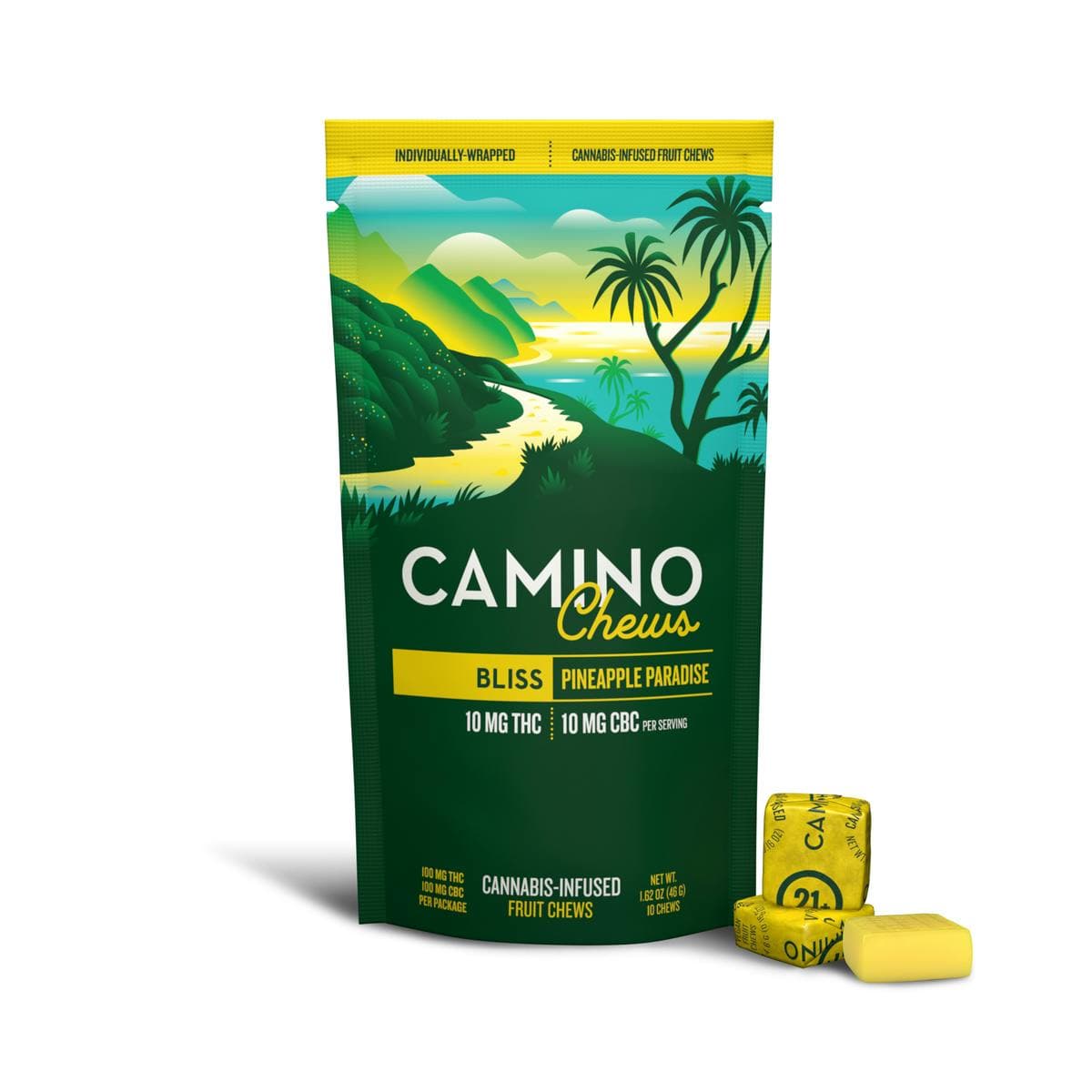 product image for Pineapple Paradise 'Bliss' Camino Chews 10mg THC: 10mg CBC [10pk]