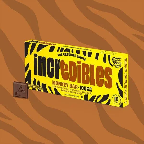 Monkey Bar Chocolate 10 pack 100mg THC - Incredibles