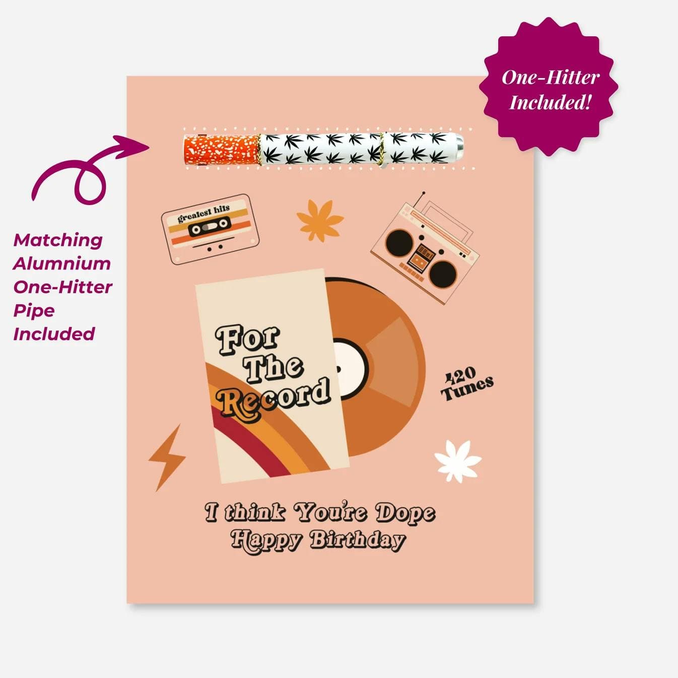 product image For The Record Dope Birthday Card w/ One Hitter
