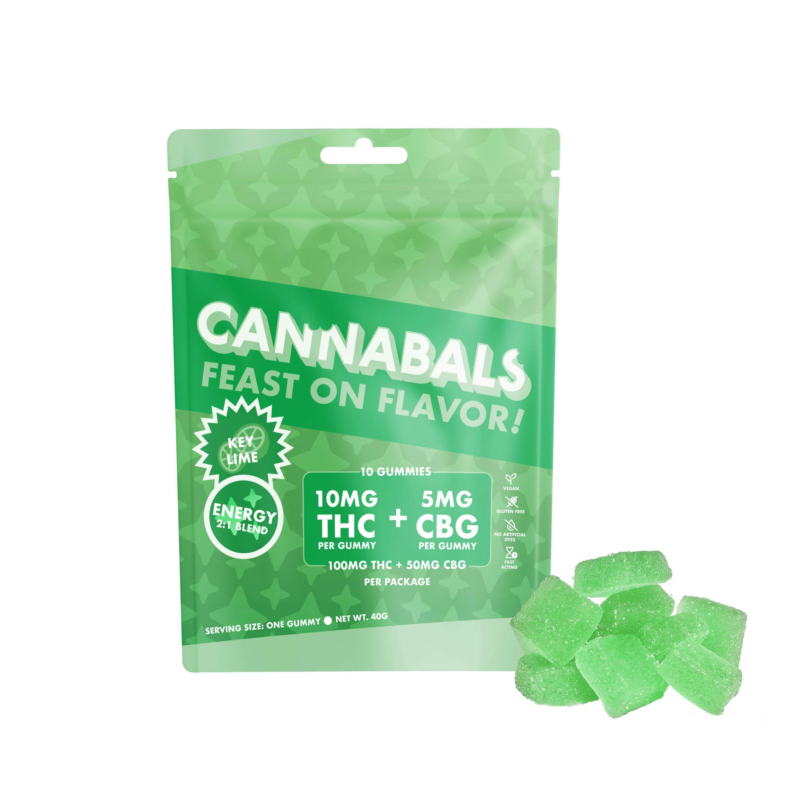 product image for Key Lime Energy Blend 2:1 100mg THC / 50mg CBG 10 pack