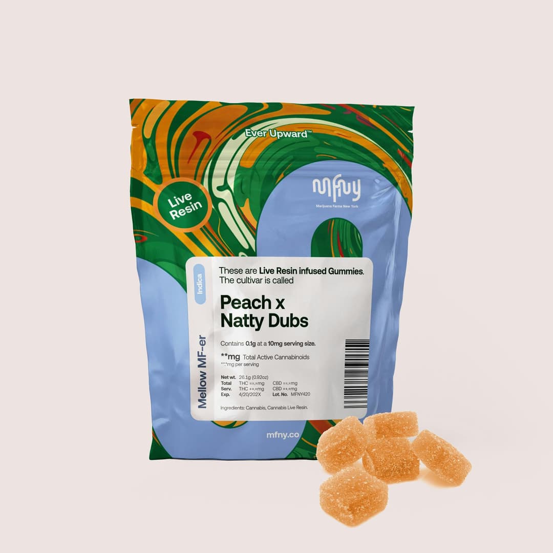 Peach x Natty Dubs Live Resin Gummies • 10 Pack 100mg - MFNY | Treehouse Cannabis