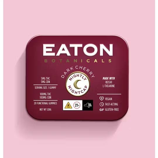 Dark Cherry "Nightly Nightcap" 20 Pack Gummies THC: 100mg, CBN: 100mg - Eaton Botanicals