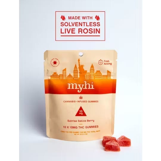 Sunrise Sativa Berry Live Rosin Gummies • 10 Pack - MyHi | Treehouse Cannabis - Weed delivery for New York
