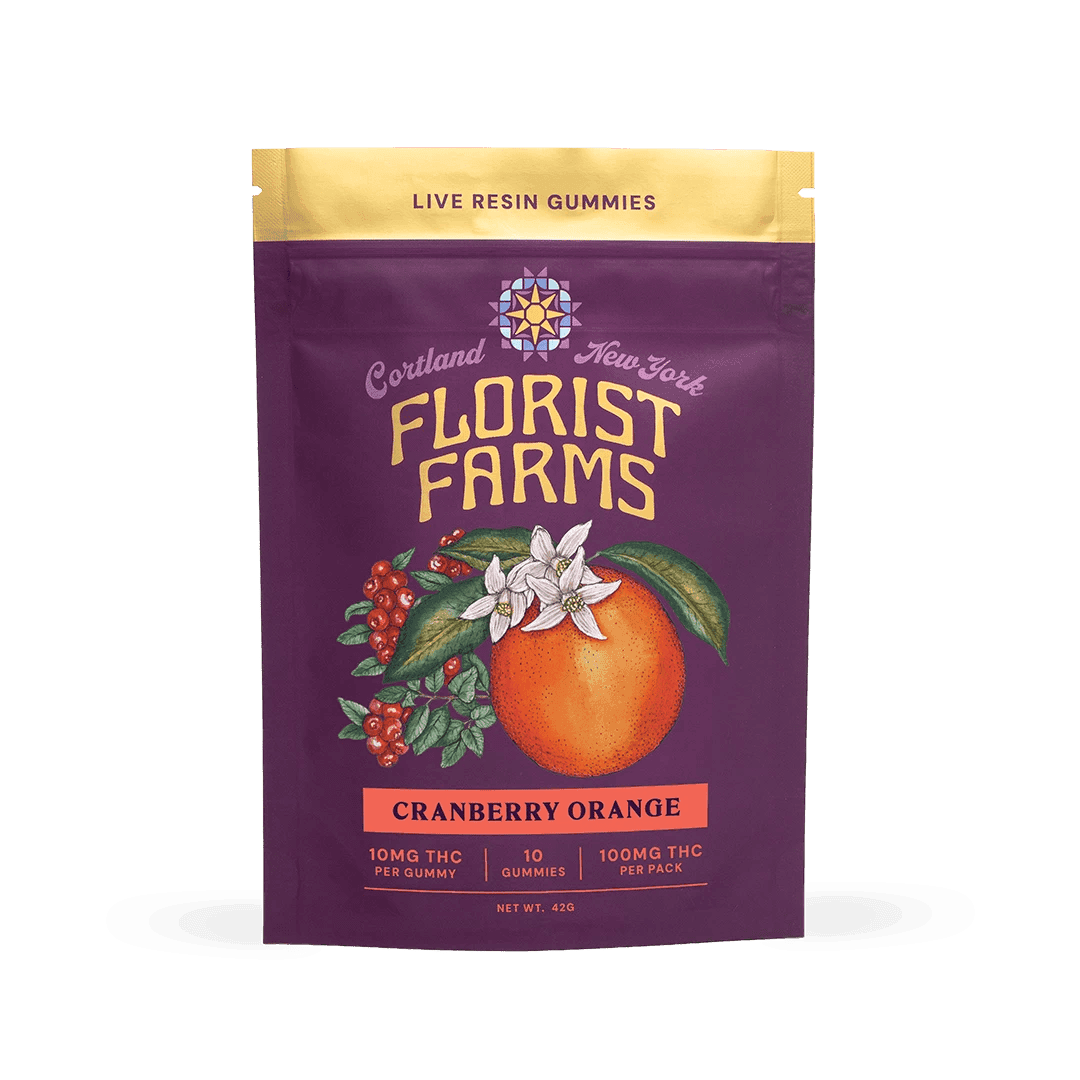 Cranberry Orange 10 pack Live Resin Gummies 100mg - Florist Farms