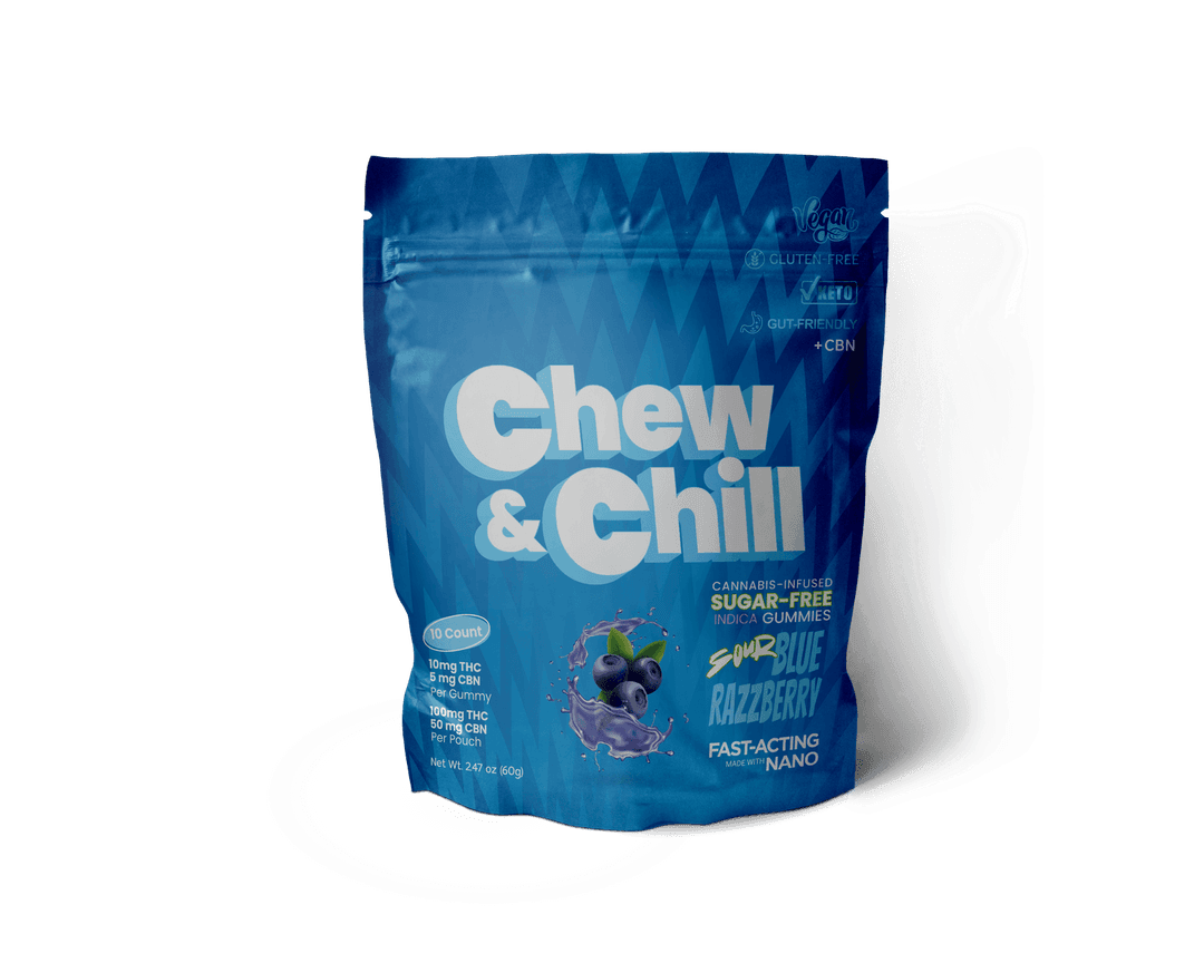 Sour Blue Razzberry • THC/CBN/CBD/CBG/ Gummies 10 Pack • 100mg - Chew & Chill | Treehouse Cannabis