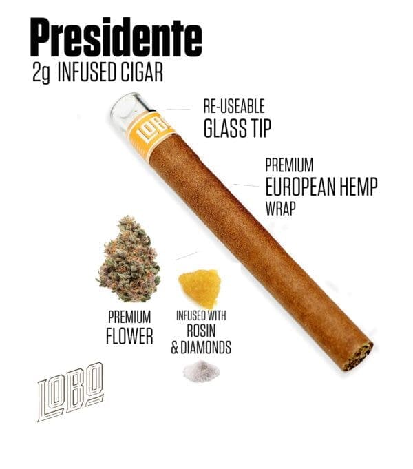 Sherbadelic • Infused Presidente XL Hemp Blunt • 2g - Lobo | Treehouse Cannabis