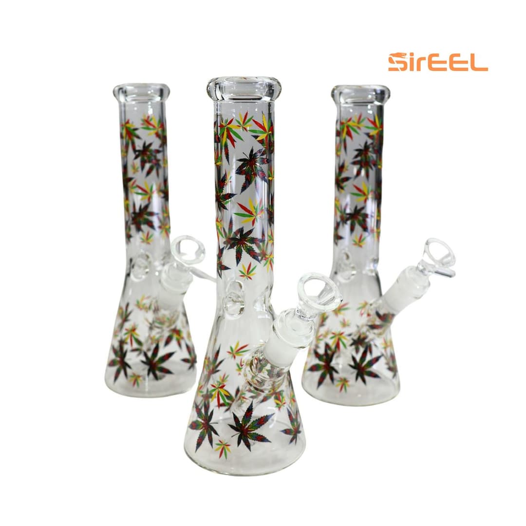 10" 420 Rasta Leaf Beaker Bong with Matching Downstem - SirEEL | Treehouse Cannabis