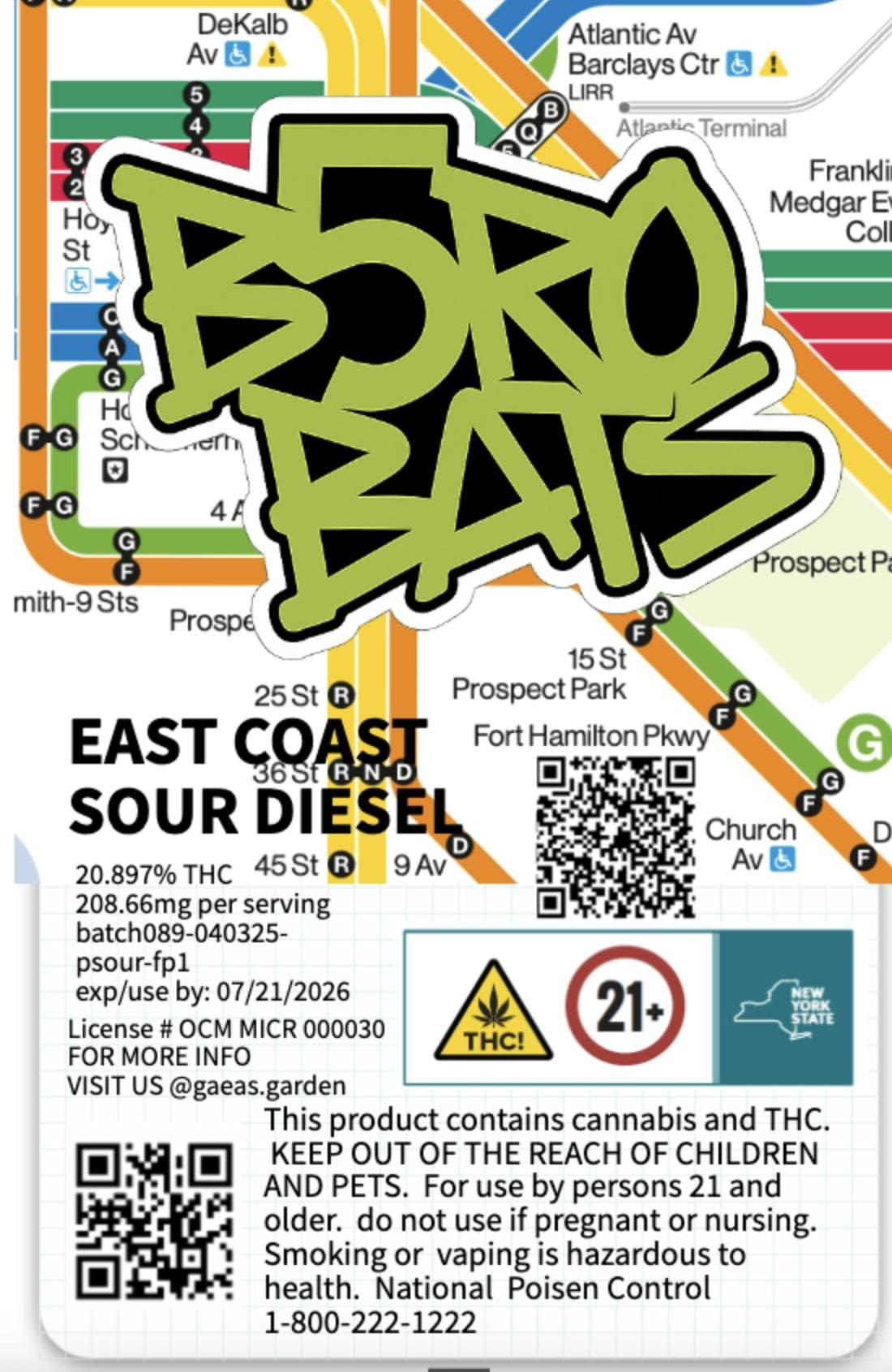 product image for East Coast Sour Diesel Pre Roll 1g