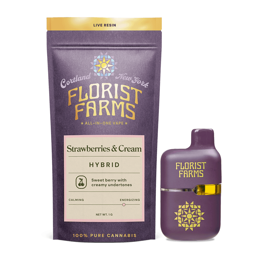 Strawberries & Cream • Disposable Live Resin Vape • 1g - Florist Farms | Treehouse Cannabis
