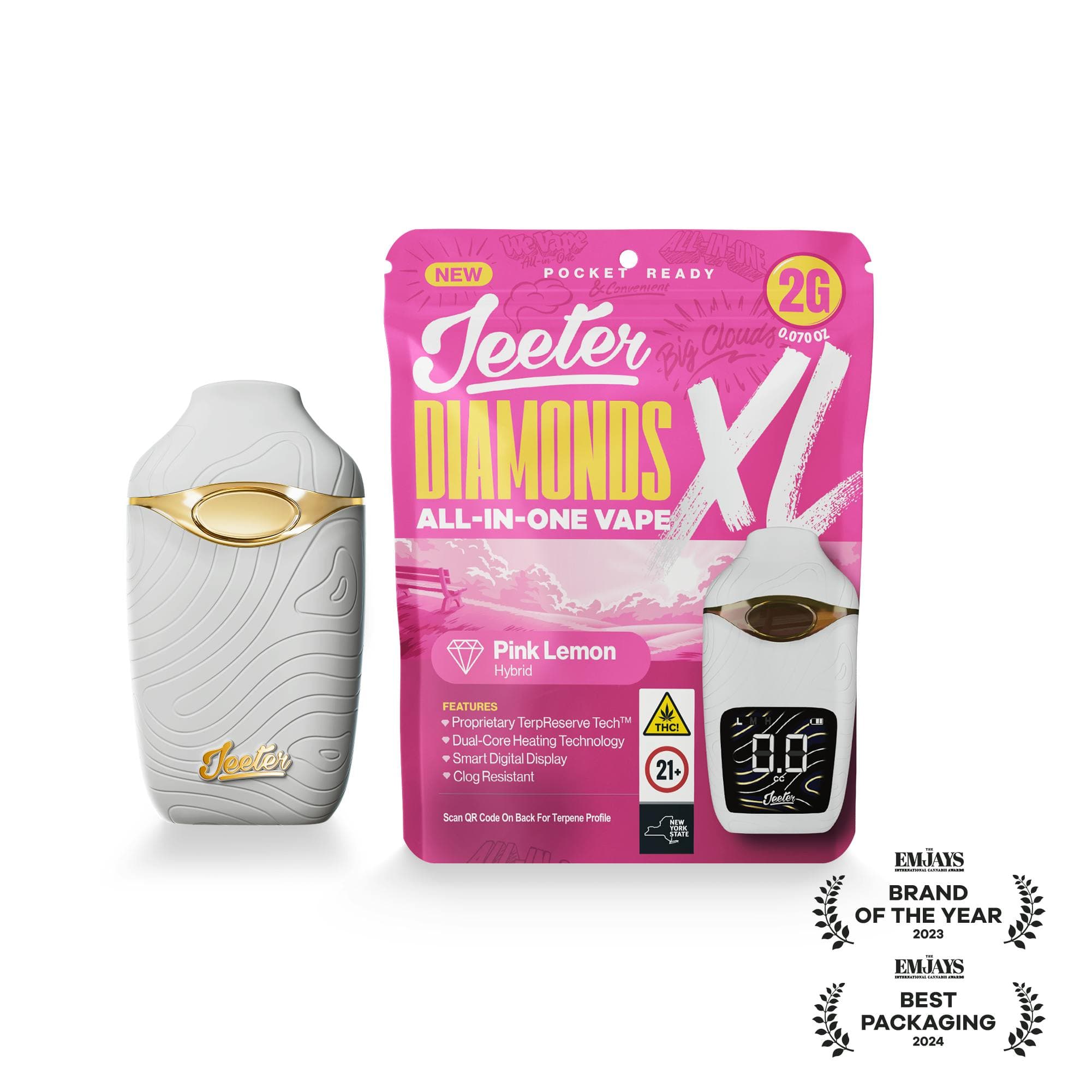 Jeeter Pink Lemon 2G Liquid Diamond XL All-In-One Vape - Jeeter
