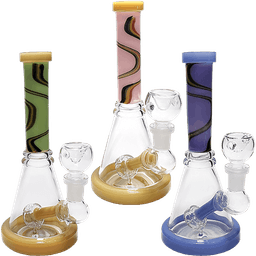 8" Wig Wag Neck Shower Perc Beaker Bong