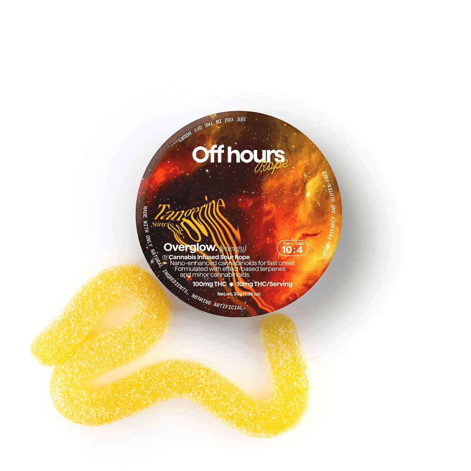 Tangerine Sunrise "Overglow" Live Resin Gummie Rope 100mg - Off Hours