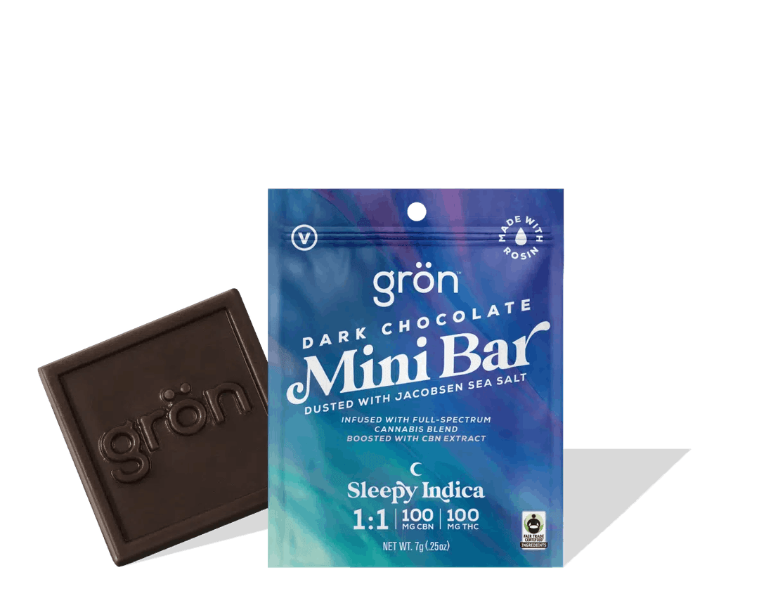 Dark Chocolate Sleepy Indica Mini Bar 1:1 CBN / THC • 100mg - Gron | Treehouse Cannabis