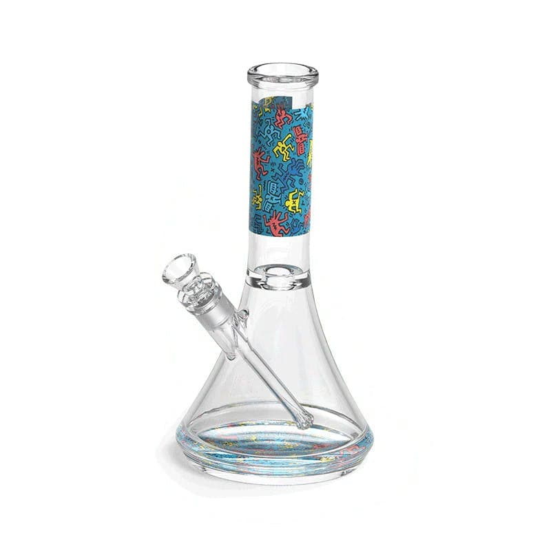 Keith Haring - 12" water pipe w/ bowl (Blue) - Keith Harring Foundation | Treehouse Cannabis