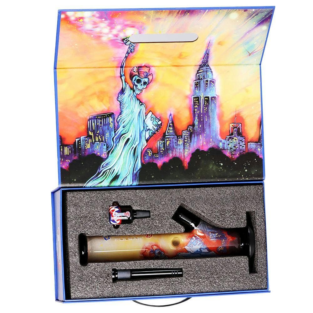 The Grateful Dead x Pulsar Inside Print Straight Tube Glass Water Pipe • 11.25" • 14mm F -  | Treehouse Cannabis