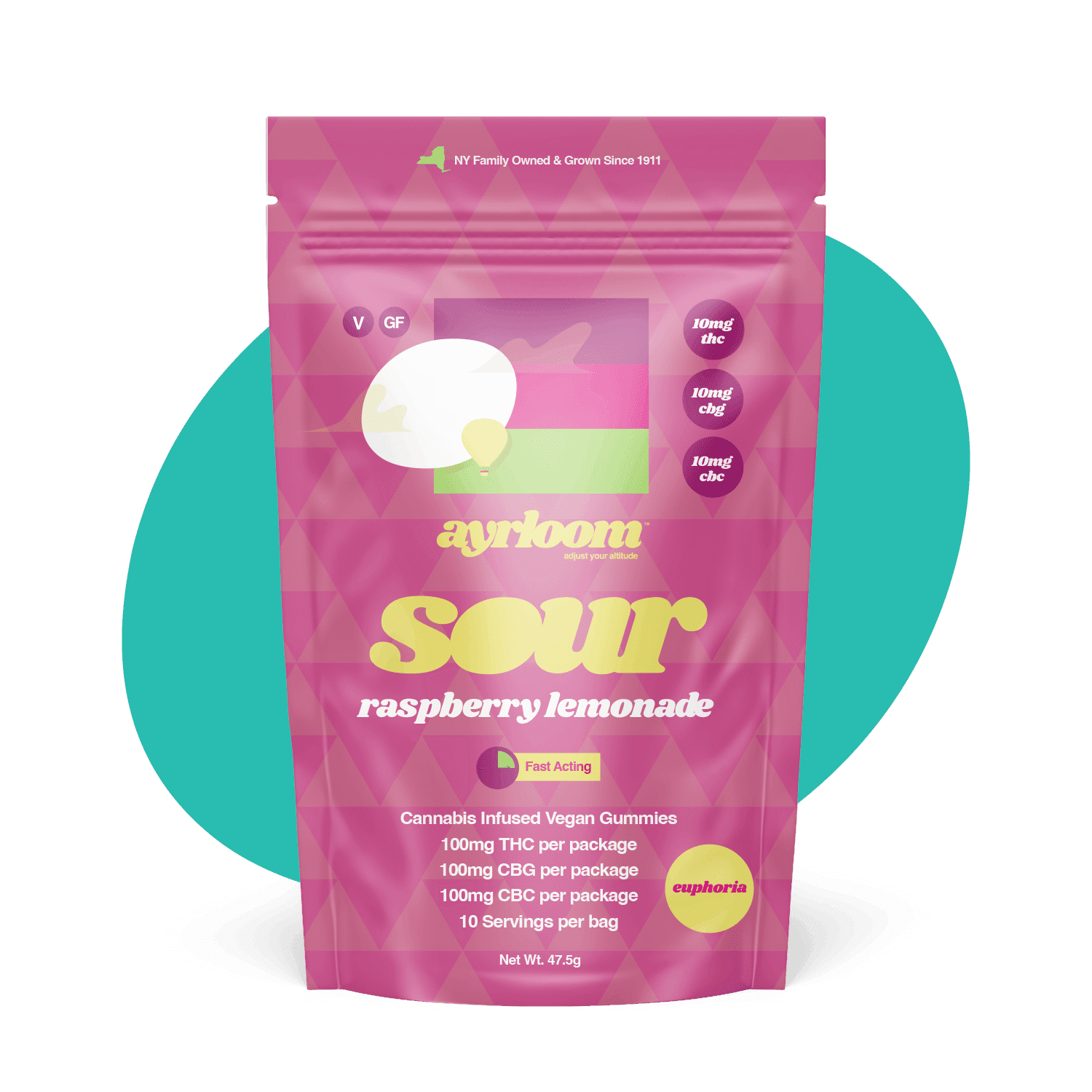 product image ayrloom | Sour Raspberry Lemonade | 1:1:1 | 100mg