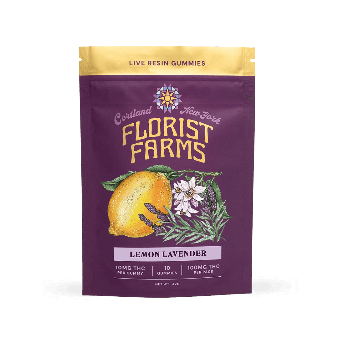 Lemon Lavender 10 pack Live Resin Gummies 100mg - Florist Farms