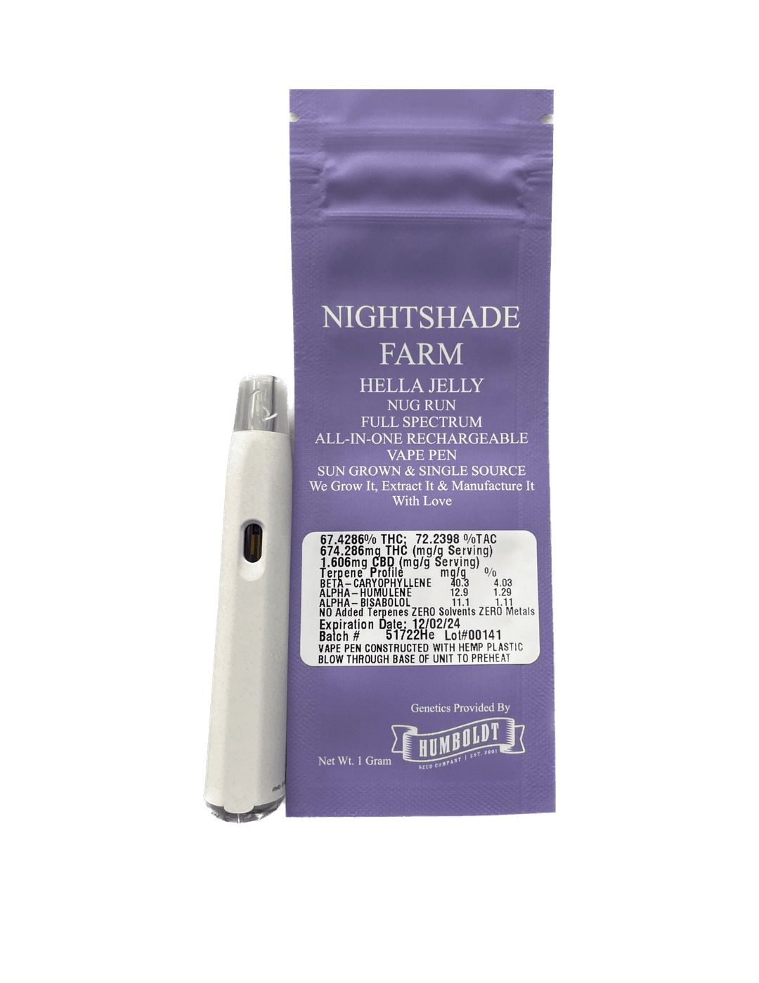 Hella Jelly • Nightshade Farms • Disposable Vape • 1g - Nightshade Farms | Treehouse Cannabis