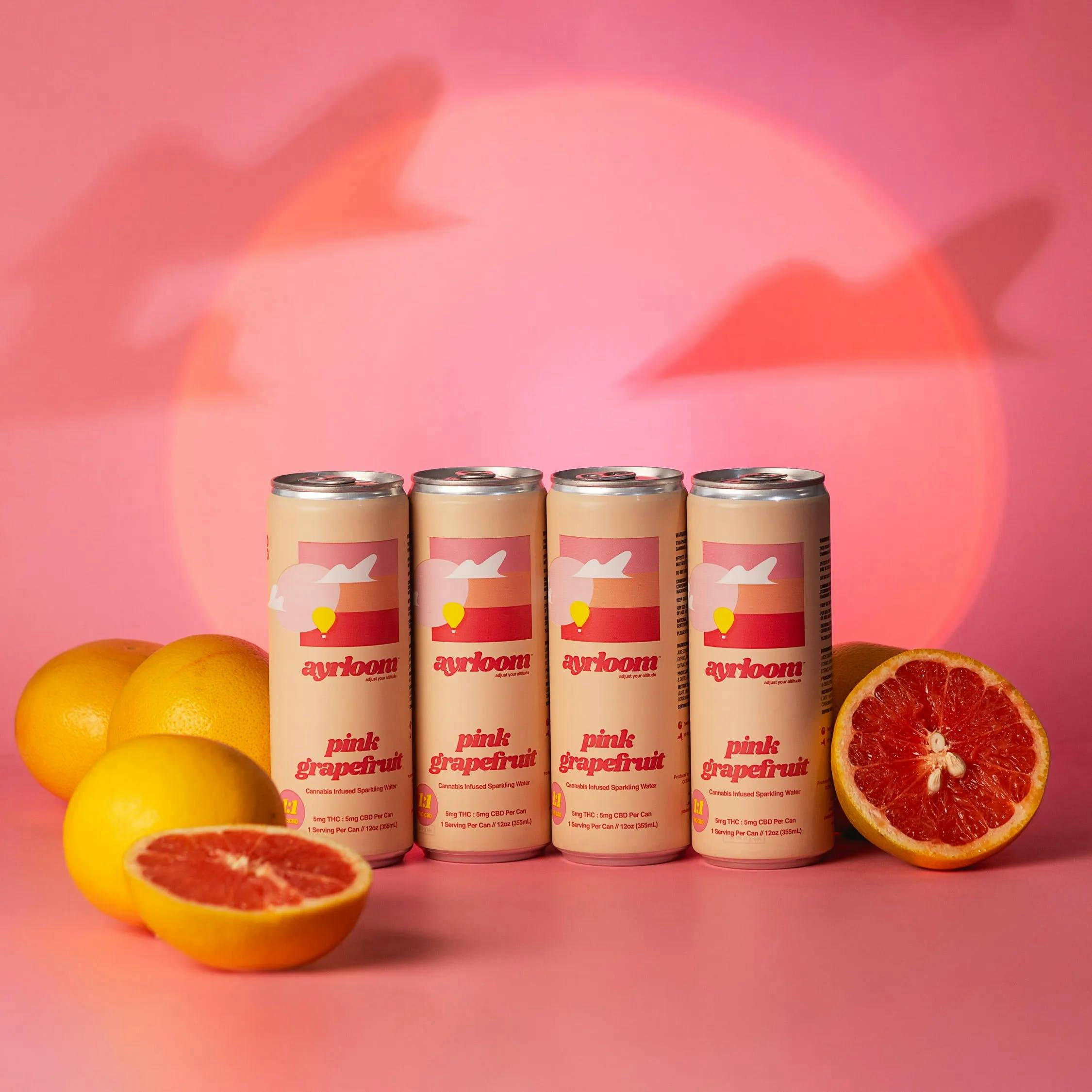 Pink Grapefruit 1:1 Infused Sparkling Water • 4 Pack - ayrloom - EDIBLES - Rockland County Weed Delivery | Treehouse Cannabis