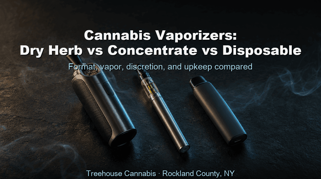 Cannabis Vaporizers: Dry Herb vs Concentrate vs Disposable blog post cover image