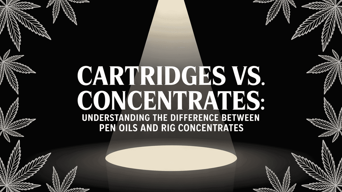Cartridges vs Concentrates: Understanding the Difference Between Pen Oils and Rig Concentrates blog post cover image